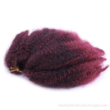 Hot Sale Wholesale 8inch Soft Cuban Twist Braiding Hair Afro Kinky Marley Braids Synthetic Crochet Braid Hair For Black Woman